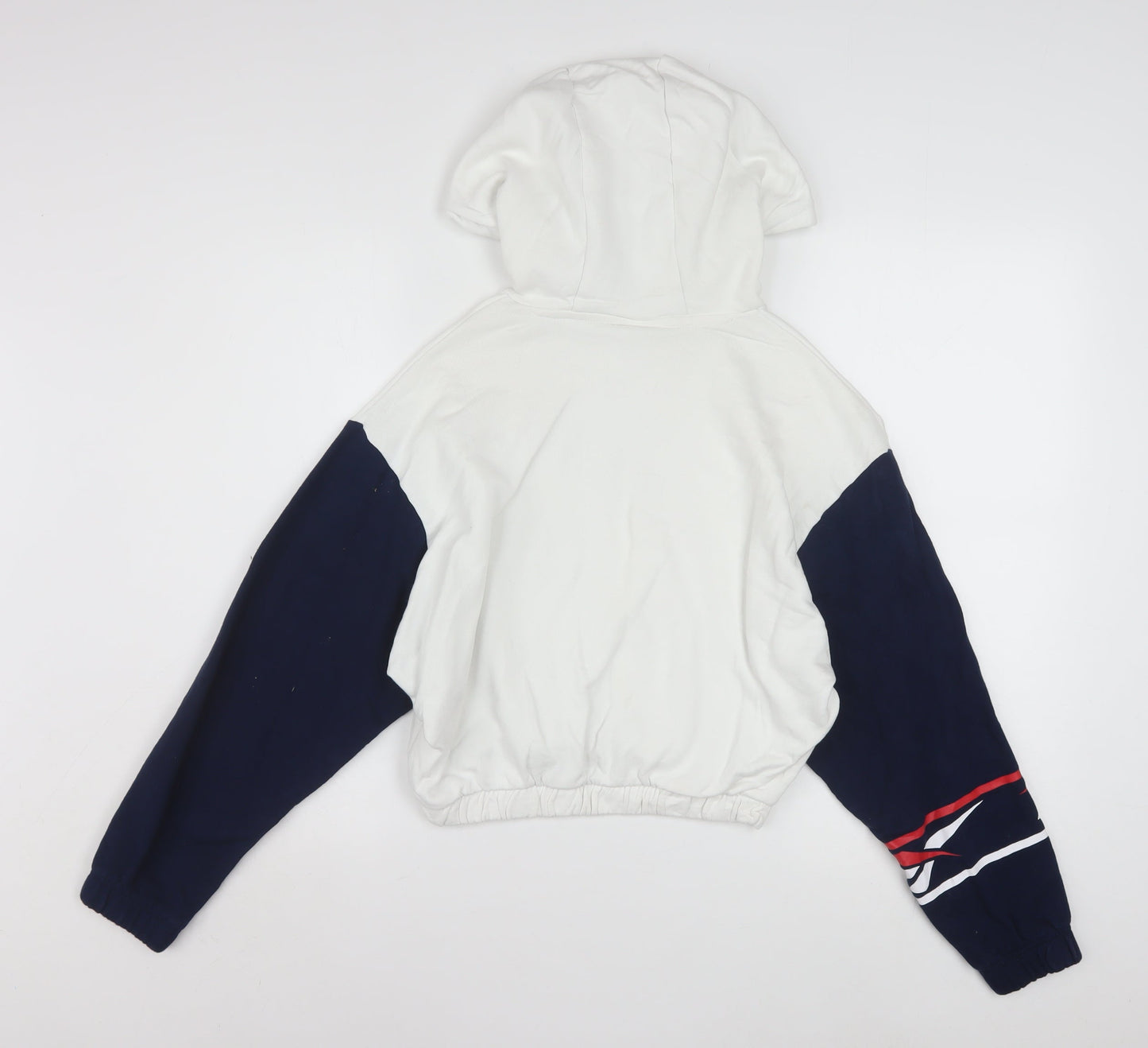 Reebok Classic Women's White & Navy Pullover Hoodie Size L Cotton Retro Sportswear