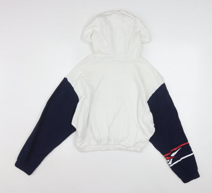 Reebok Classic Women's White & Navy Pullover Hoodie Size L Cotton Retro Sportswear