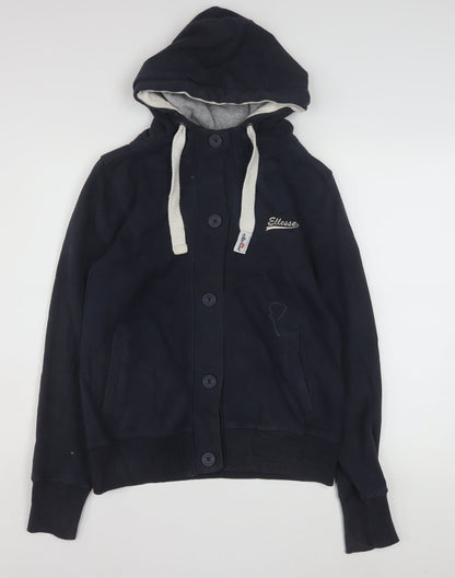 Ellesse Women’s Navy Blue Button Hoodie Size 12 Cotton Blend