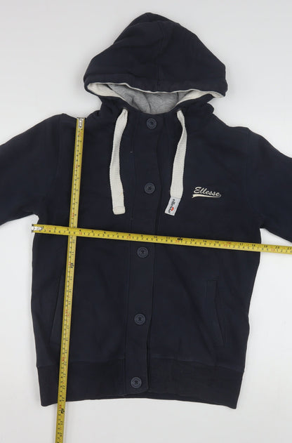 Ellesse Women’s Navy Blue Button Hoodie Size 12 Cotton Blend