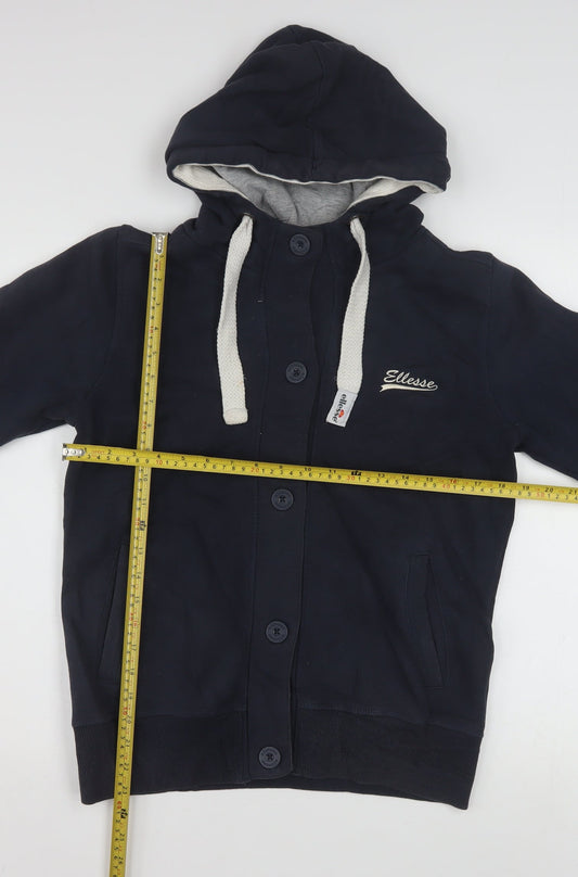 Ellesse Women’s Navy Blue Button Hoodie Size 12 Cotton Blend