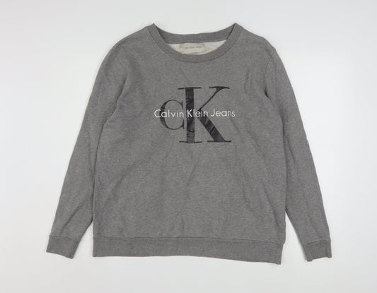 Calvin Klein Jeans Men's Grey Small Logo Crew Neck Sweatshirt