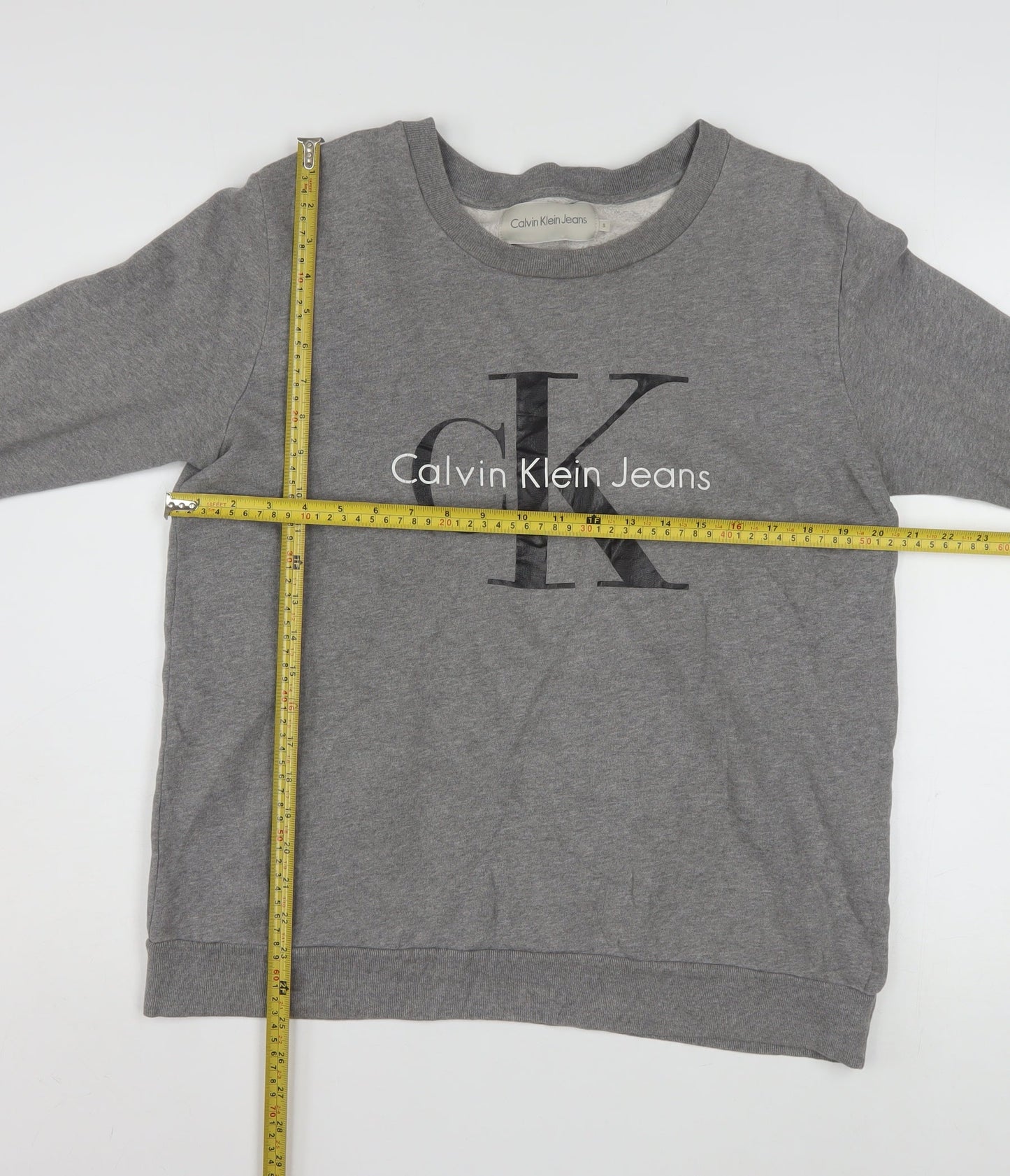 Calvin Klein Jeans Men's Grey Small Logo Crew Neck Sweatshirt