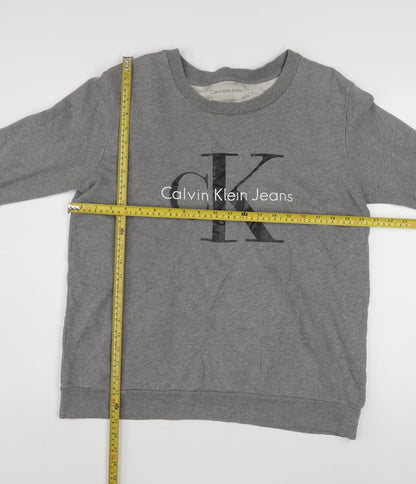 Calvin Klein Jeans Men's Grey Small Logo Crew Neck Sweatshirt