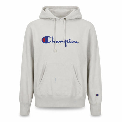 Champion Men's Ivory Pullover Hoodie Medium Logo Fleece Sweatshirt