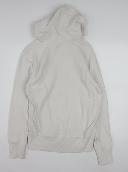Champion Men's Ivory Pullover Hoodie Medium Logo Fleece Sweatshirt