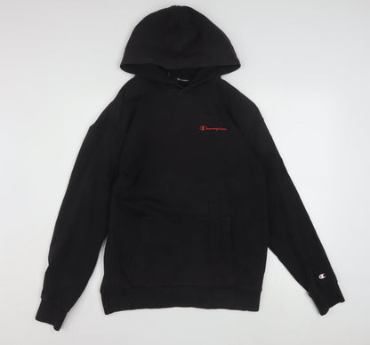 Champion Men’s Black Pullover Hoodie Small Retro Logo Fleece Sweatshirt