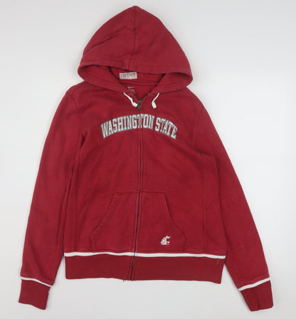 Nike Women Red Full Zip Hoodie Washington State L 16/18 Casual Athletic