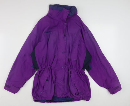 Columbia Women Purple Nylon Parka Jacket L Waterproof Lined Vintage