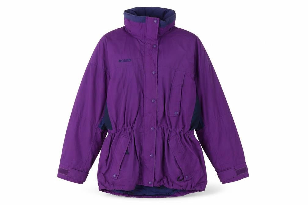 Columbia Women Purple Nylon Parka Jacket L Waterproof Lined Vintage
