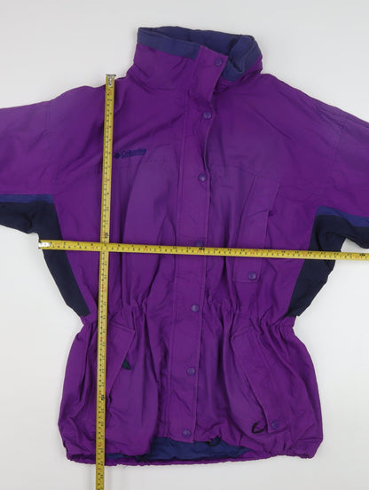 Columbia Women Purple Nylon Parka Jacket L Waterproof Lined Vintage