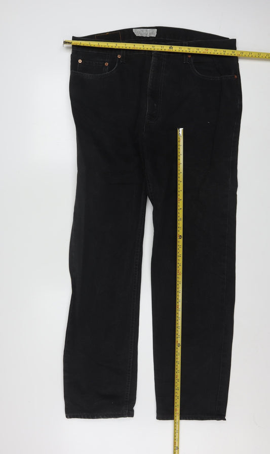 Levi Strauss & Co Men’s Black Straight Jeans W38 L32 Denim Classic