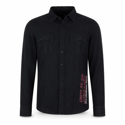 Edgar Dungarees Men's Black Cotton Long Sleeve Button-Up Shirt Size S
