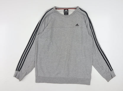 Adidas Men's Grey Crew Neck Pullover Sweatshirt L Sports Style