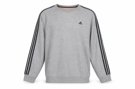 Front view of Adidas Men's Grey Crew Neck Pullover Sweatshirt L Sports Style