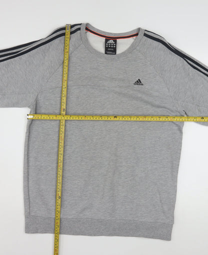 Adidas Men's Grey Crew Neck Pullover Sweatshirt L Sports Style