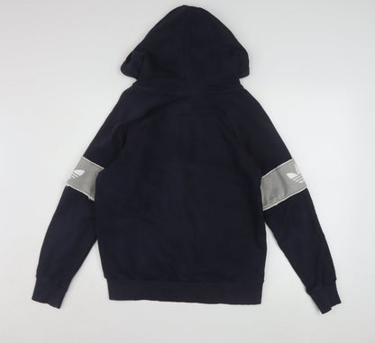 Adidas Women Navy Blue Pullover Hoodie Size L Cotton Blend Logo