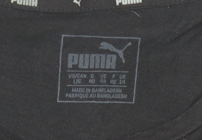 Puma Womens Black Cotton Crew Neck Short Sleeve T-Shirt Size 14
