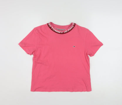 Tommy Jeans Womens Pink Cotton Crew Neck T-Shirt Size M