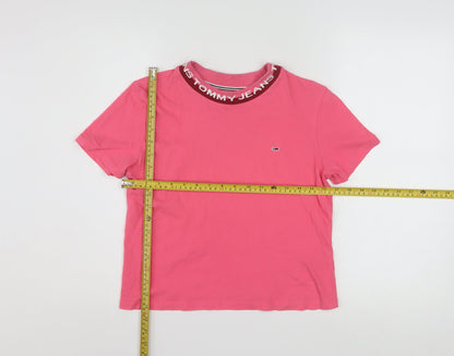 Tommy Jeans Womens Pink Cotton Crew Neck T-Shirt Size M