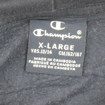 Champion Boys Black Hoodie 13-14 Years Pullover Fleece Logo Sweatshirt