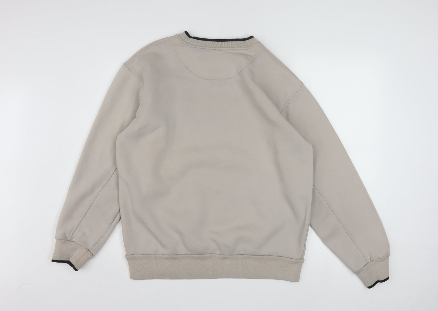 Puma Men Beige Pullover Sweatshirt M Logo Crew Neck Fleece