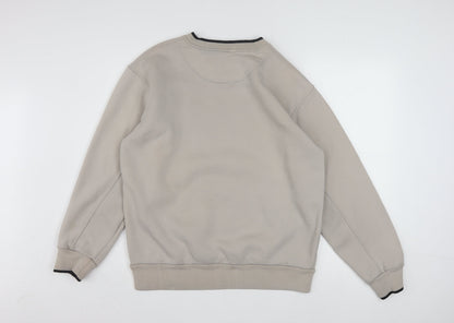 Puma Men Beige Pullover Sweatshirt M Logo Crew Neck Fleece
