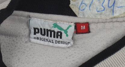 Puma Men Beige Pullover Sweatshirt M Logo Crew Neck Fleece