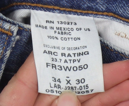 Wrangler FR Riggs Workwear Men’s Blue 34x30 Straight Flame Resistant Jeans