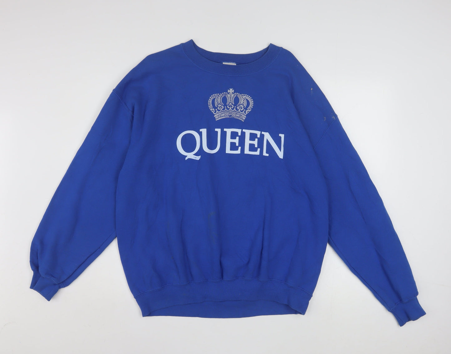 Gildan Women's Blue QUEEN Crown Graphic Pullover Sweatshirt L