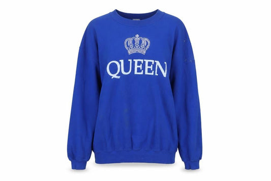 Gildan Women's Blue QUEEN Crown Graphic Pullover Sweatshirt L