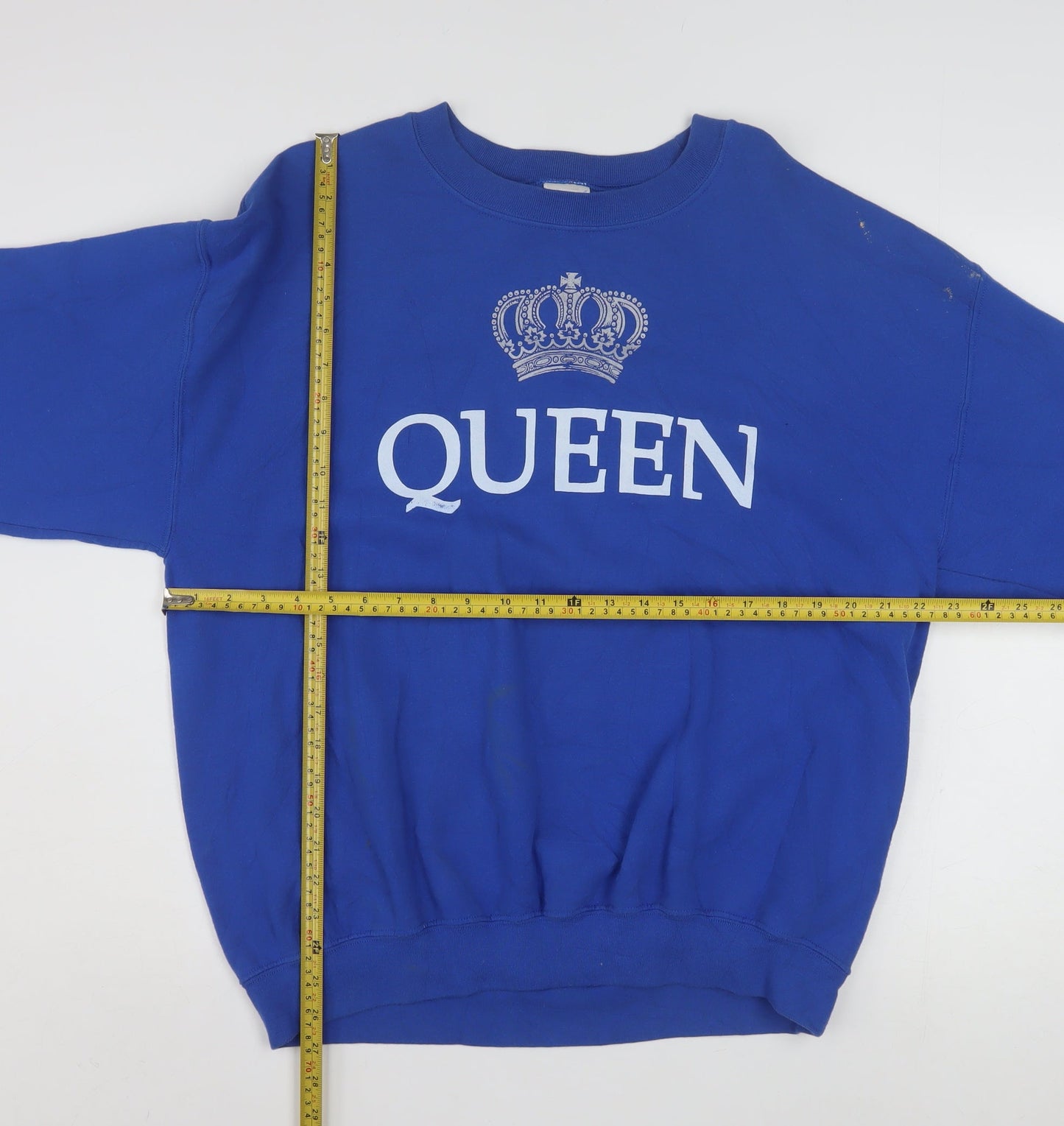Gildan Women's Blue QUEEN Crown Graphic Pullover Sweatshirt L