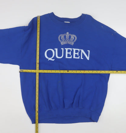 Gildan Women's Blue QUEEN Crown Graphic Pullover Sweatshirt L