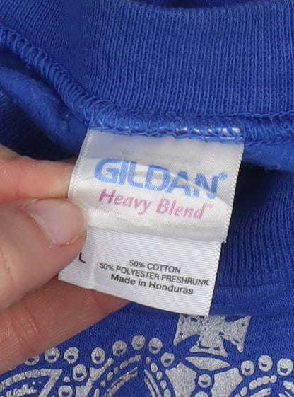 Gildan Women's Blue QUEEN Crown Graphic Pullover Sweatshirt L