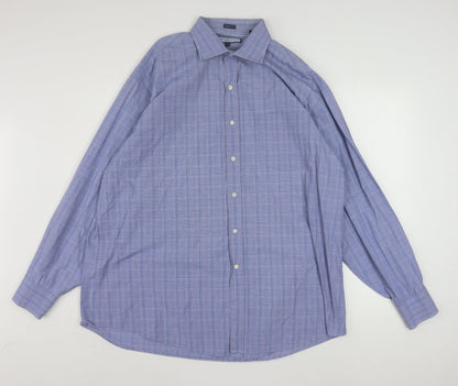Tommy Hilfiger Men's Blue Check Cotton Button-Up Shirt XL Regular Fit