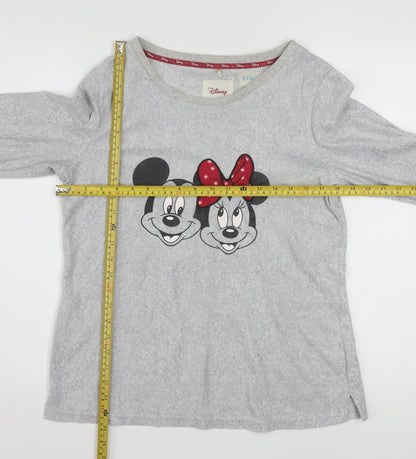 Disney Womens Grey Mickey & Minnie Long Sleeve Pyjama Top M