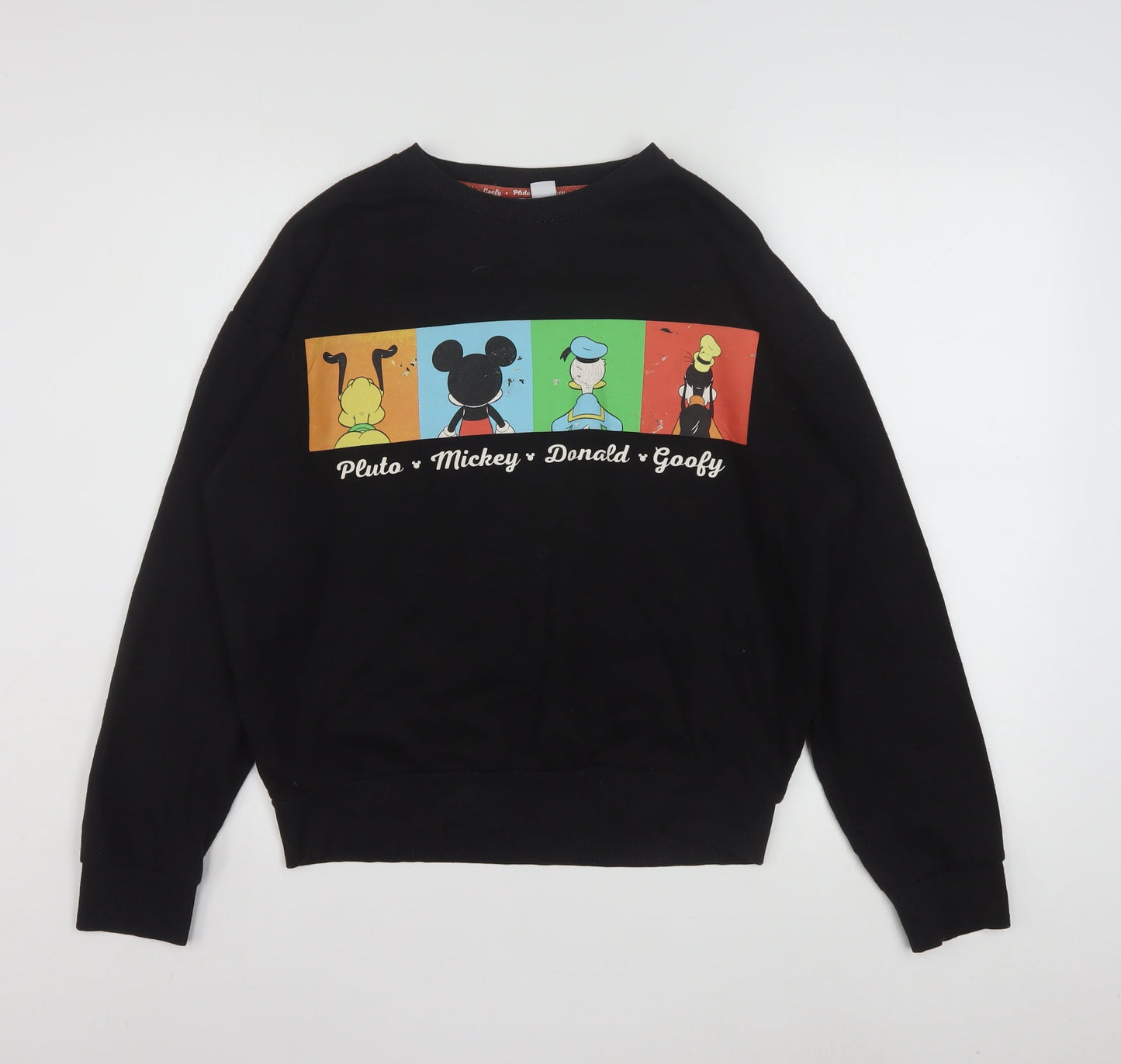 Disney Women's Black Small Mickey Pluto Donald Goofy Sweatshirt