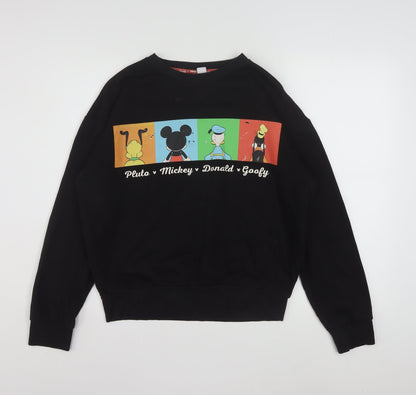 Disney Women's Black Small Mickey Pluto Donald Goofy Sweatshirt