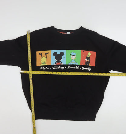 Disney Women's Black Small Mickey Pluto Donald Goofy Sweatshirt