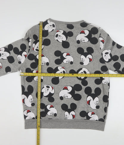 Disney Women Grey Mickey Mouse Pullover Sweatshirt Size M 12/14