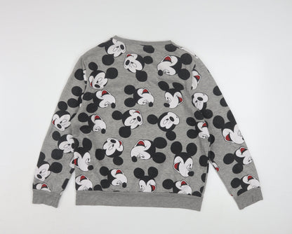 Disney Women Grey Mickey Mouse Pullover Sweatshirt Size M 12/14