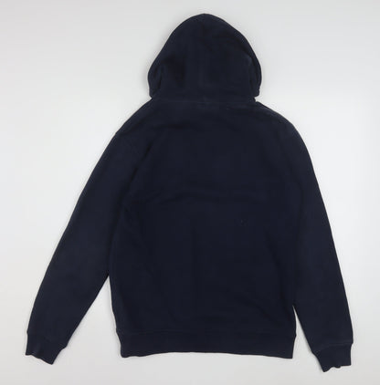 Adidas Men's Blue Pullover Hoodie Small Logo Fleece Sweatshirt