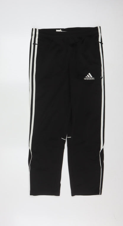 Adidas Teens Black 12A Track Pants with Pockets and Elastic Waist