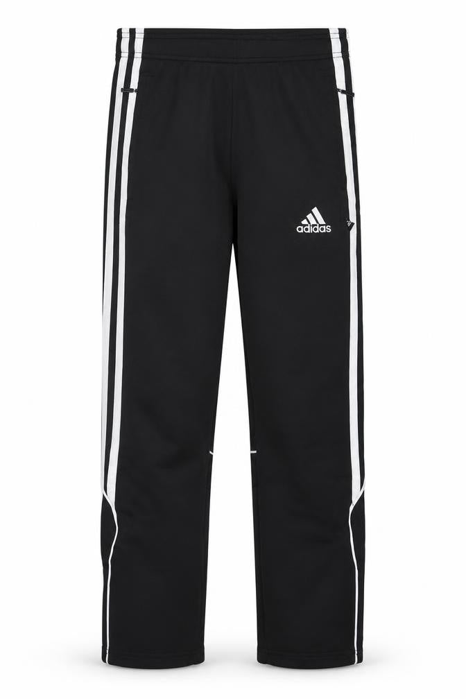 Front view of Adidas Teens Black 12A Track Pants with Pockets and Elastic Waist