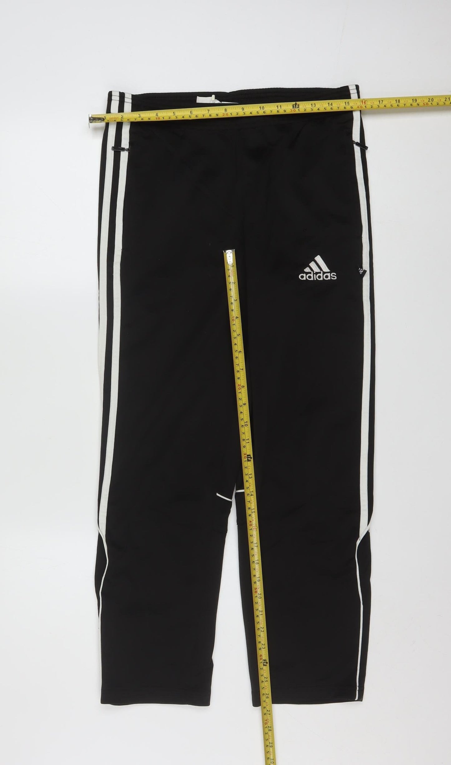 Adidas Teens Black 12A Track Pants with Pockets and Elastic Waist