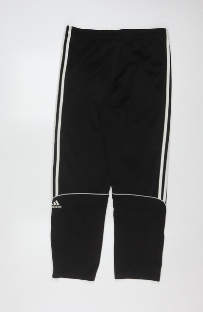 Adidas Teens Black 12A Track Pants with Pockets and Elastic Waist