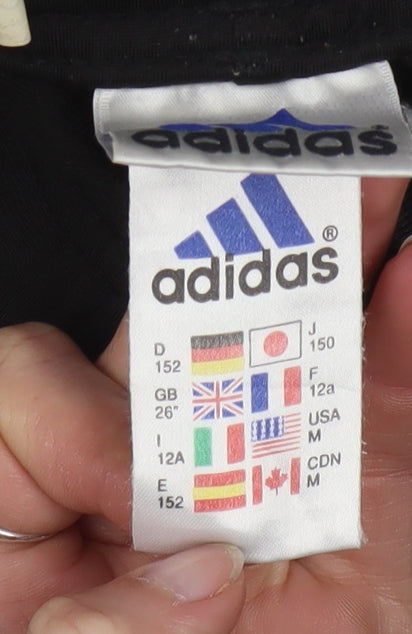 Adidas Teens Black 12A Track Pants with Pockets and Elastic Waist