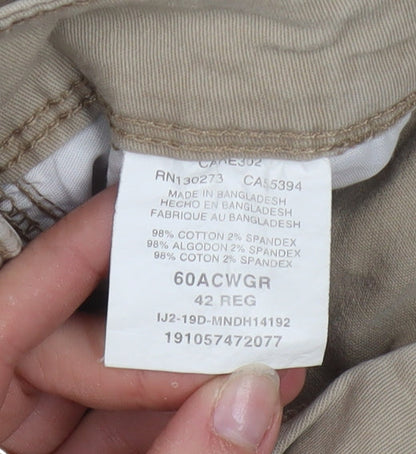 Wrangler Men Beige Cargo Shorts 42 in Regular Fit Cotton Blend