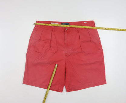 Ralph Lauren Men's Red Chino Shorts 40 Regular Pleated Cotton