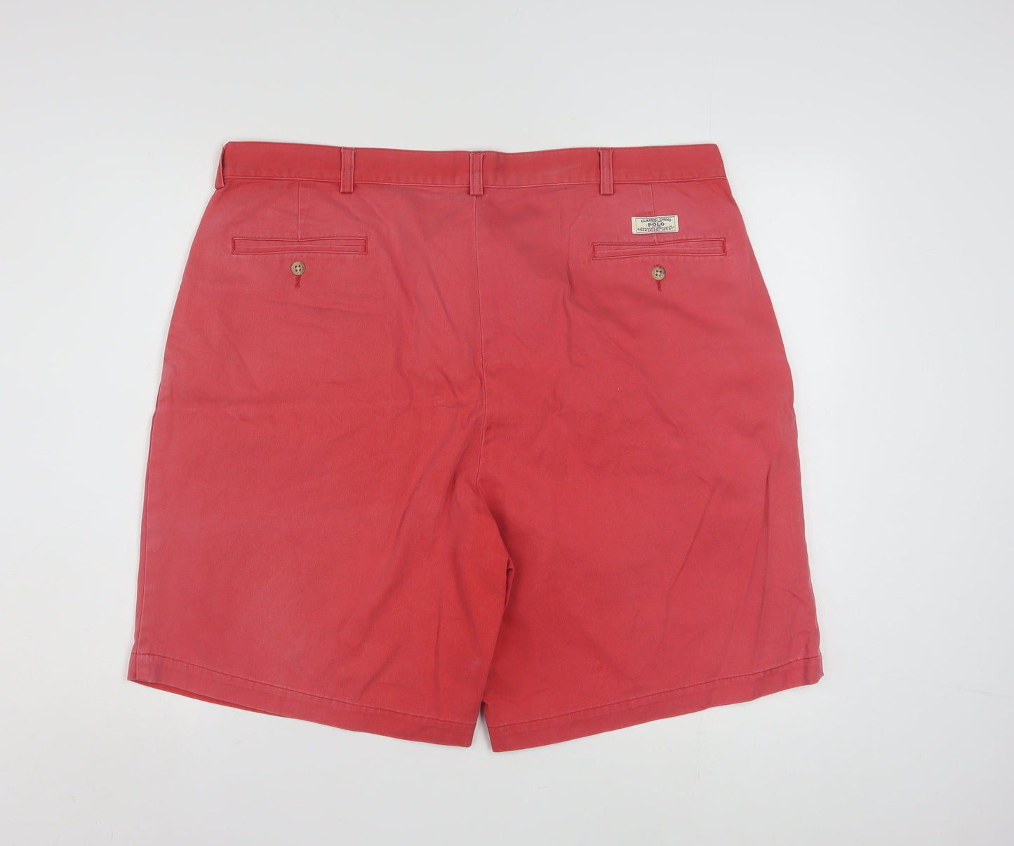 Ralph Lauren Men's Red Chino Shorts 40 Regular Pleated Cotton